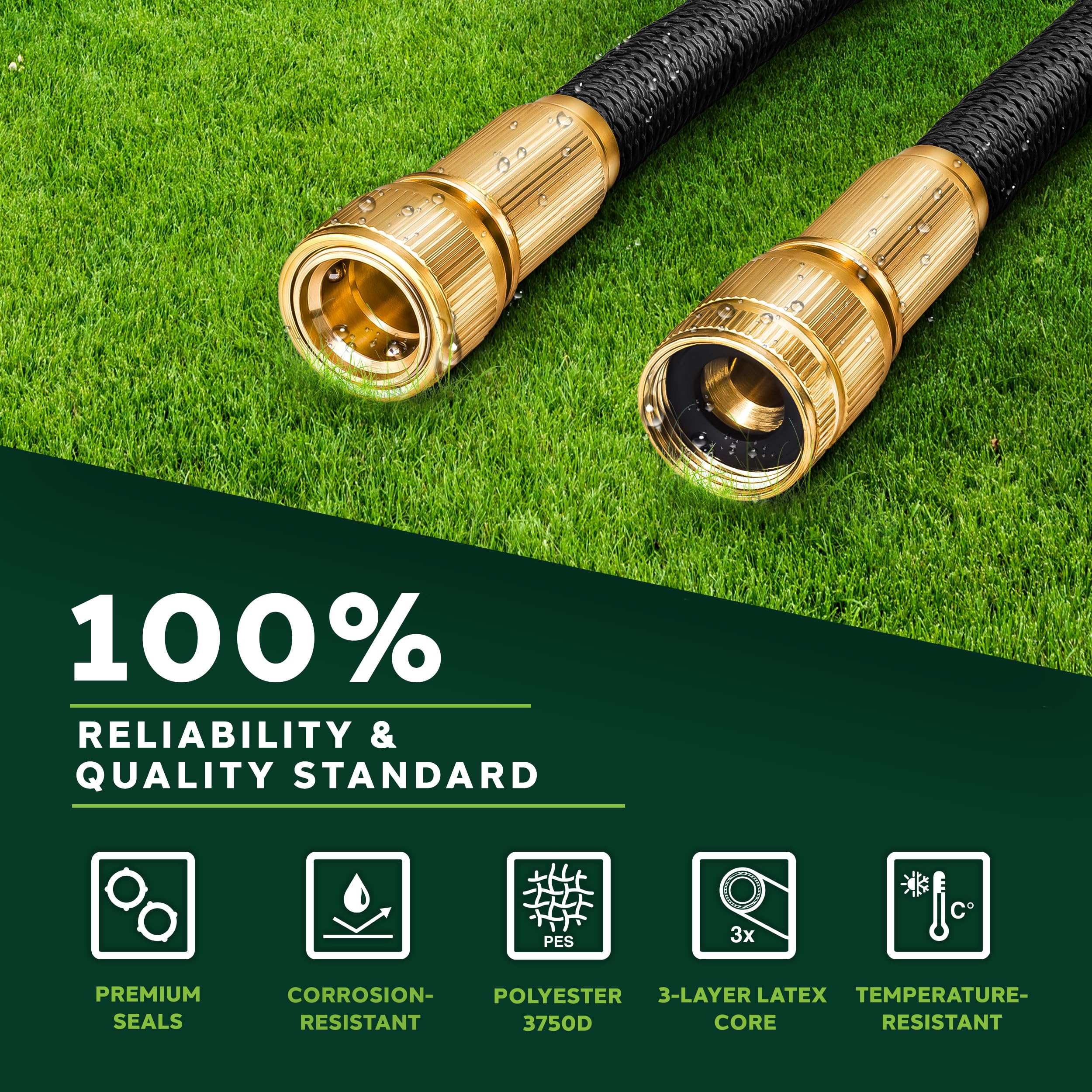 TRESKO Expandable Garden Hose | 8-Pattern Spray Gun & Brass Fittings