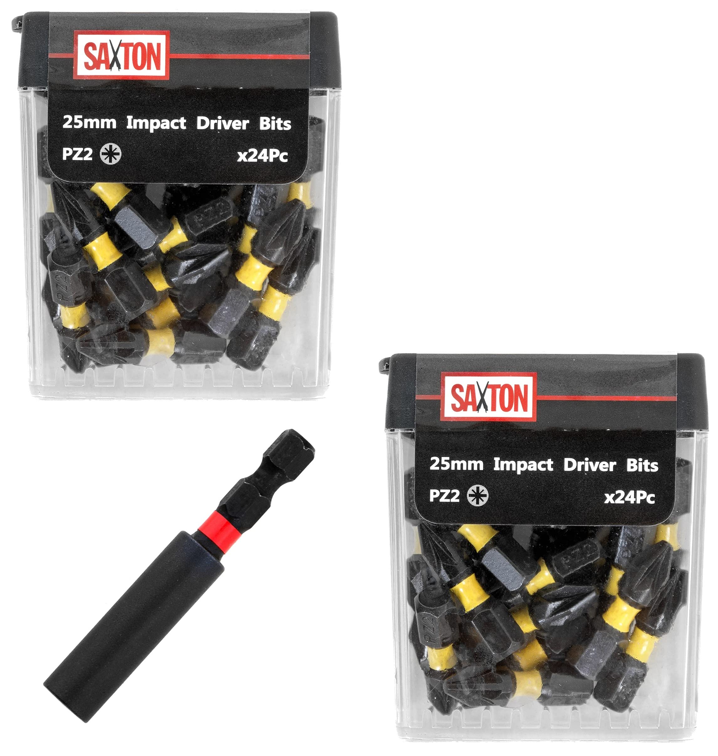 Saxton 48-Piece PZ2 25mm Impact Duty Screwdriver Bit Set with Holder