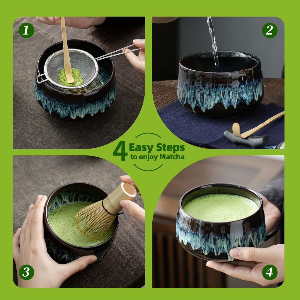 TEANAGOO 7-Piece Matcha Tea Set with Bamboo Whisk and Ceramic Bowl