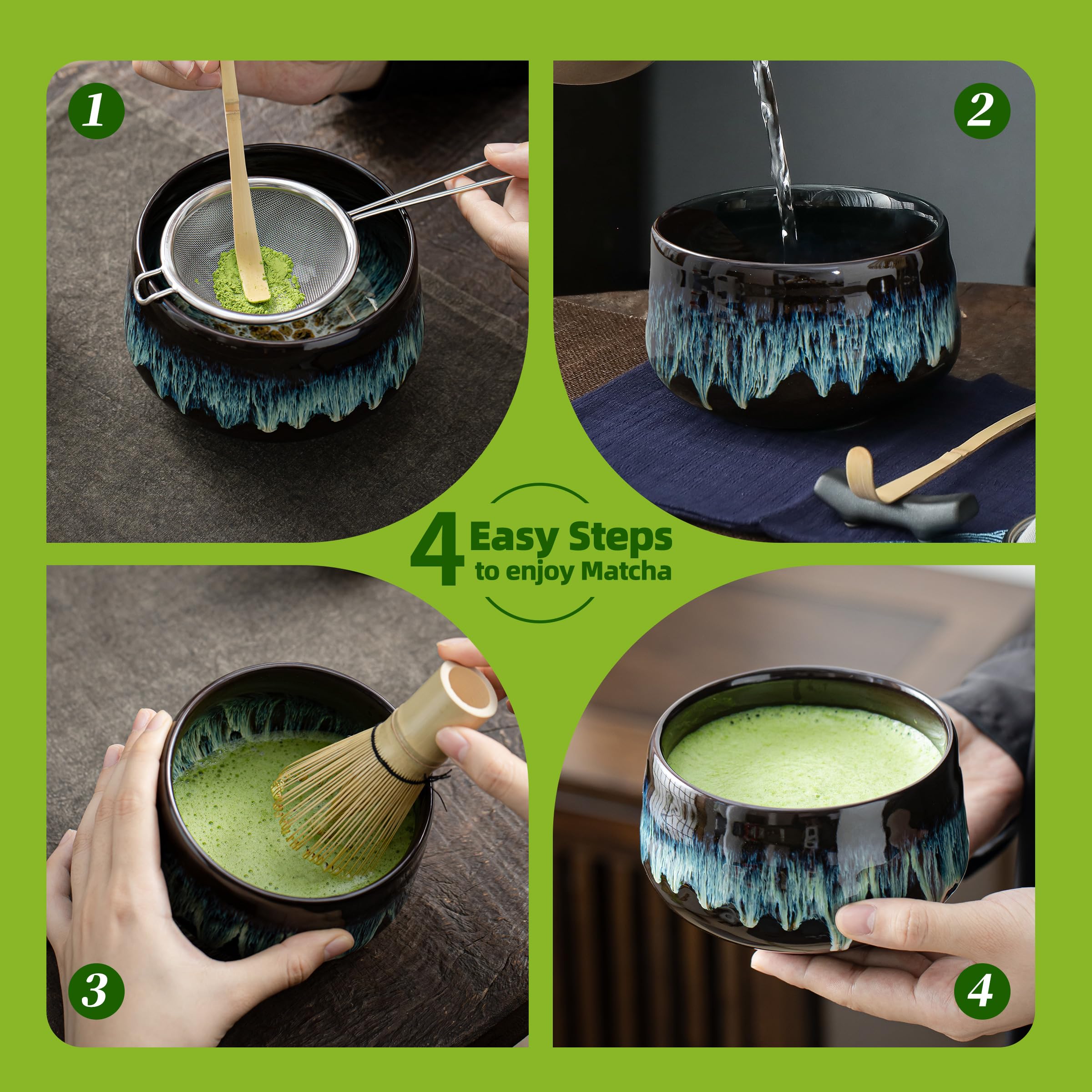 TEANAGOO 7-Piece Matcha Tea Set with Bamboo Whisk and Ceramic Bowl