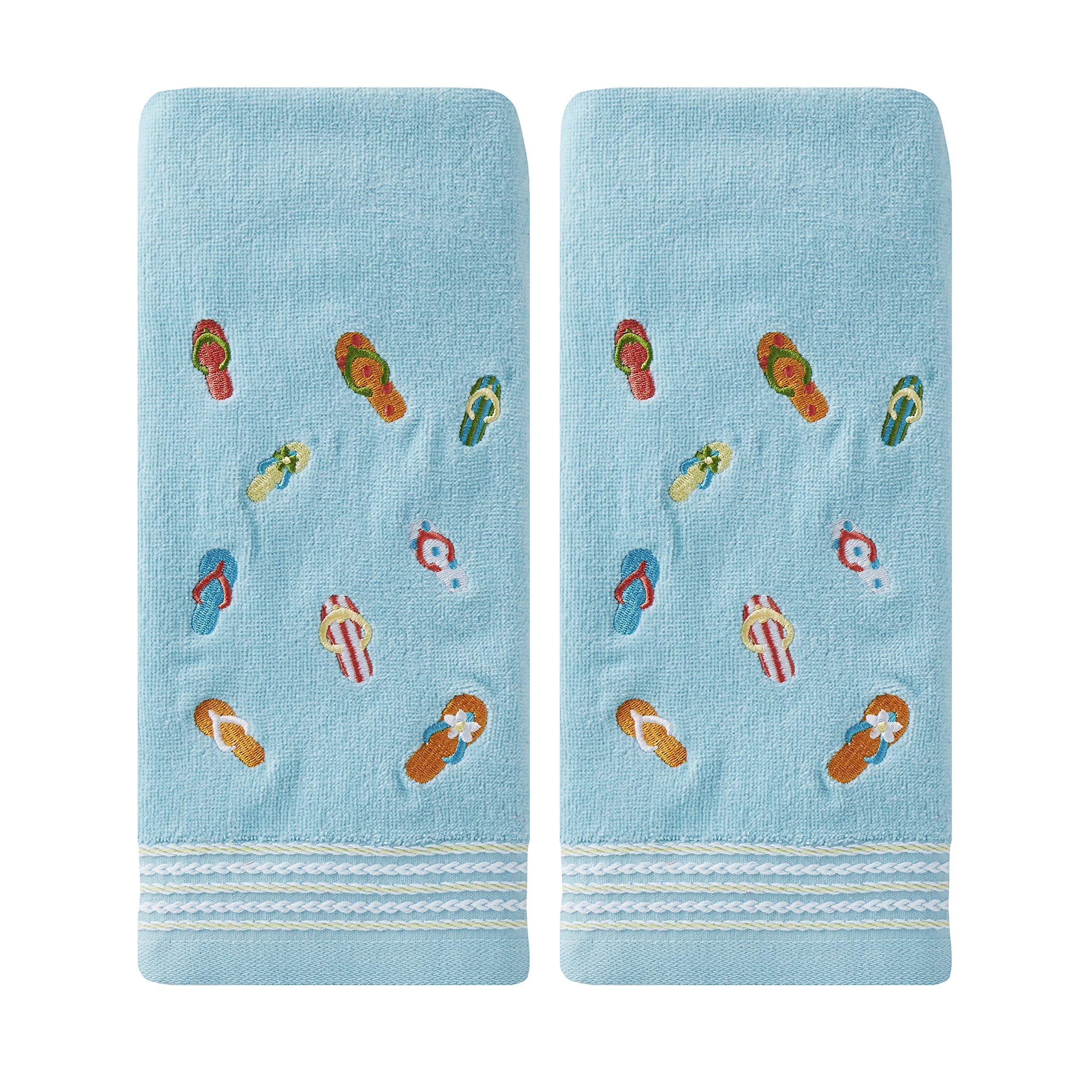 SKL Home Flips & Flops Hand Towel Set – 100% Cotton Velour, 2-Piece