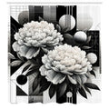 Abakuhaus Fabric Shower Curtain | Mid Century Peony Waterproof Decor