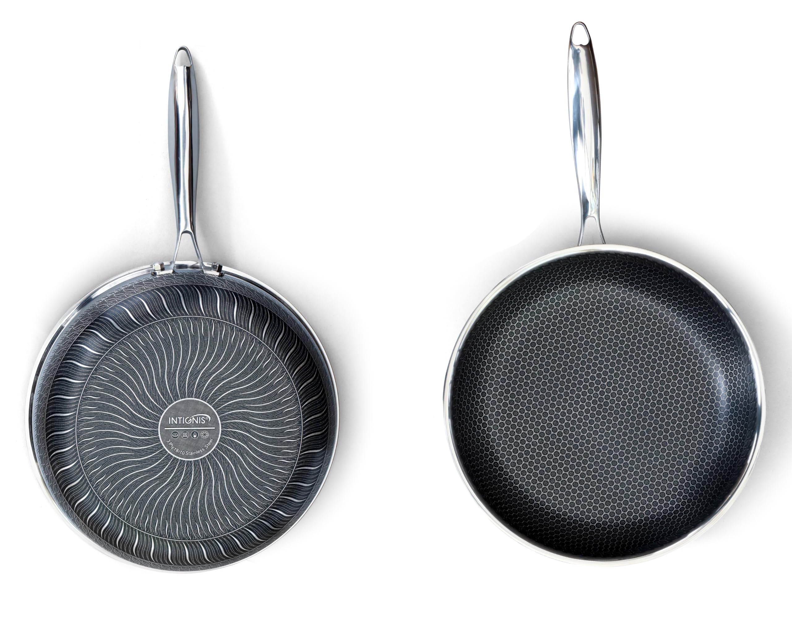 28cm Non-Stick Stainless Steel Frying Pan with Lid