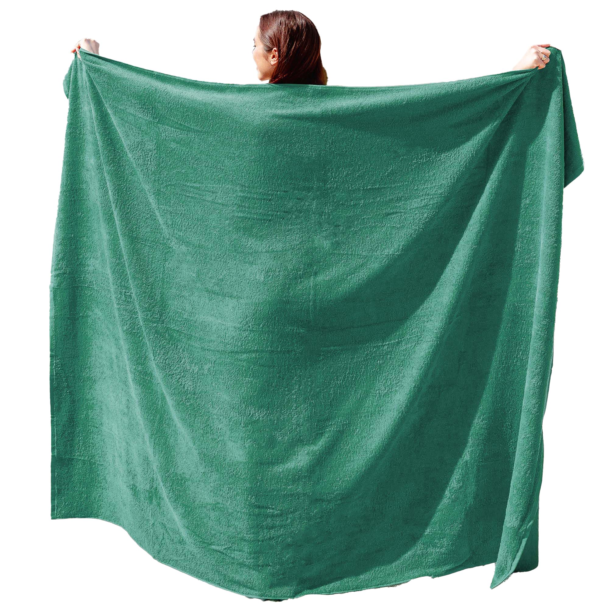 ADAMO XXL Oversize Cotton Beach Towel – 100% Terry Cloth, Dark Green