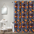 Lush Decor Pixie Fox Shower Curtain – Navy Woodland Floral Microfiber