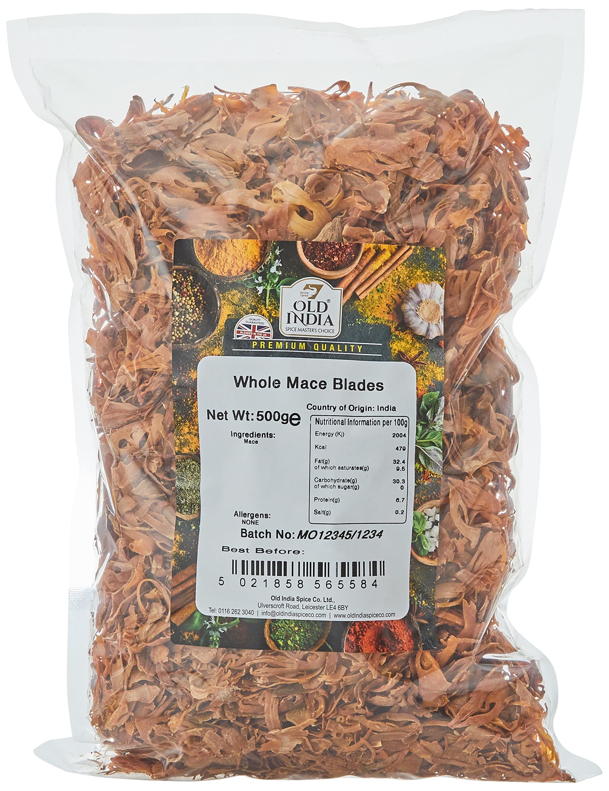 Old India Whole Mace Blades - Premium Aromatic Nutmeg Spice, 500g