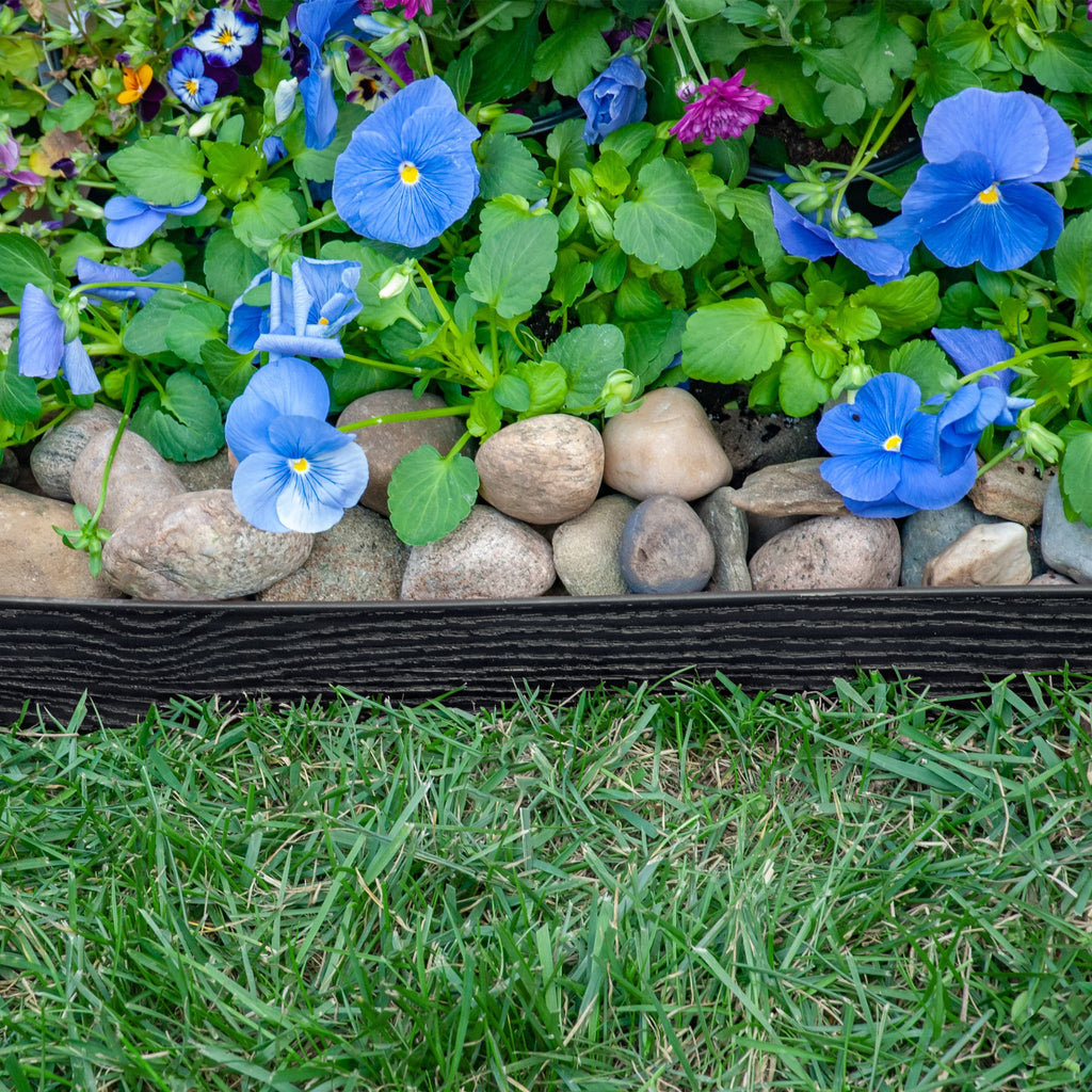 EasyFlex No-Dig Landscape Edging Kit | 2.5 in. Tall Woodgrain Plastic, 40 ft