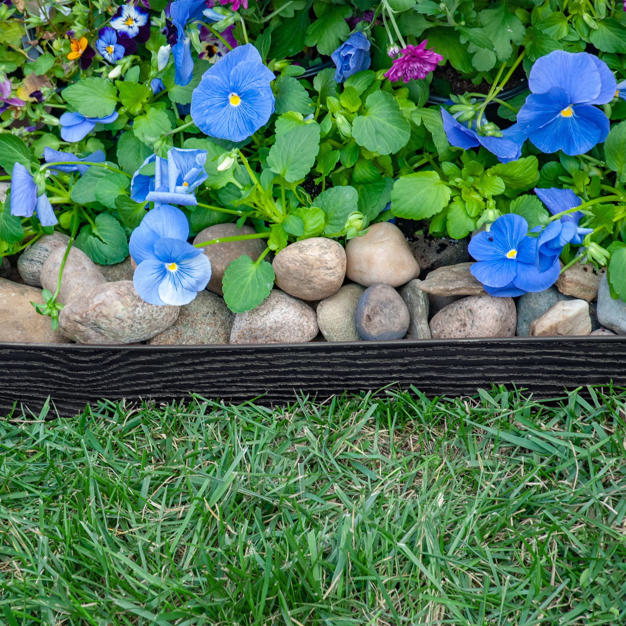EasyFlex No-Dig Landscape Edging Kit | 2.5 in. Tall Woodgrain Plastic, 40 ft