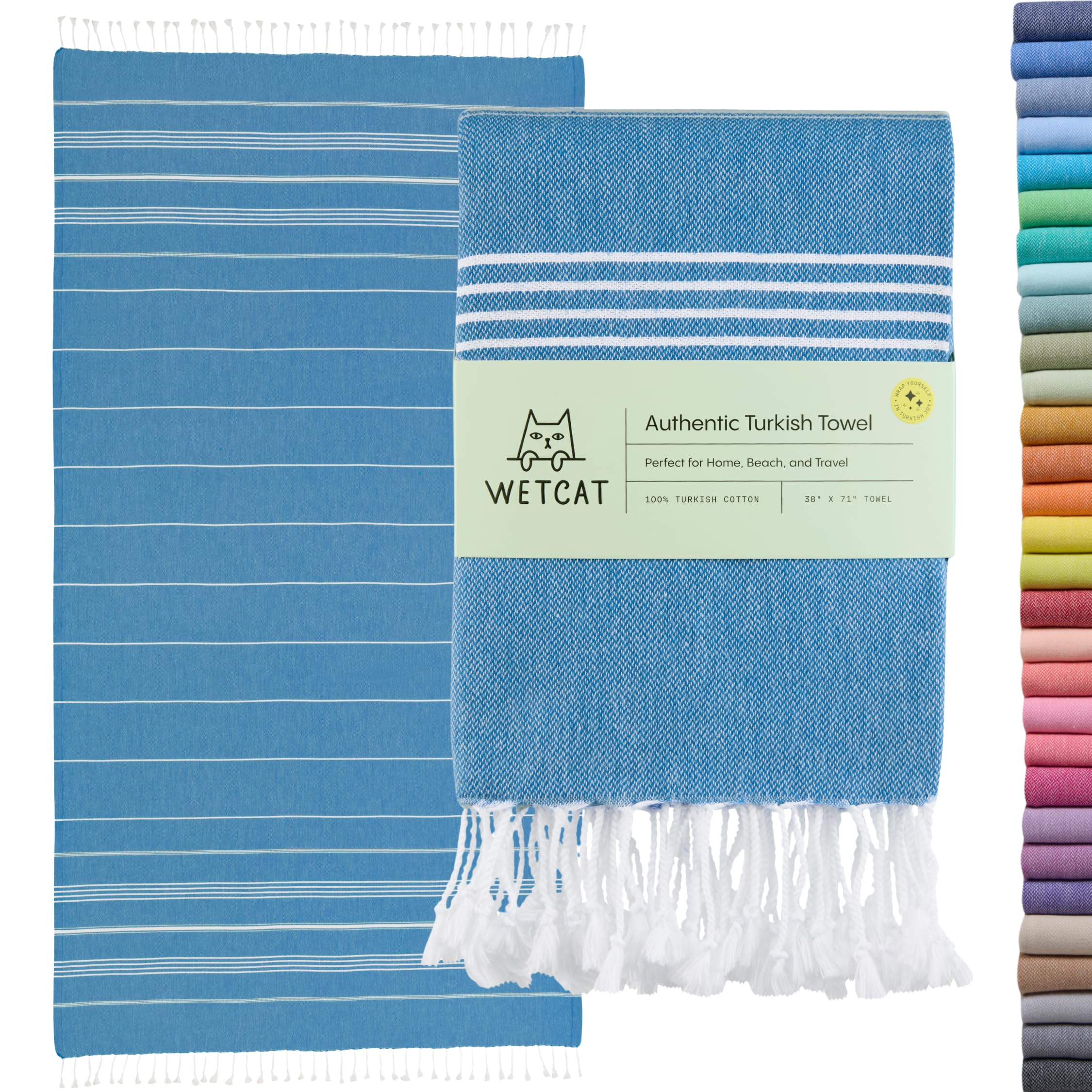 WETCAT Turkish Beach Towel – Oversized 100% Cotton Sand Free Quick Dry