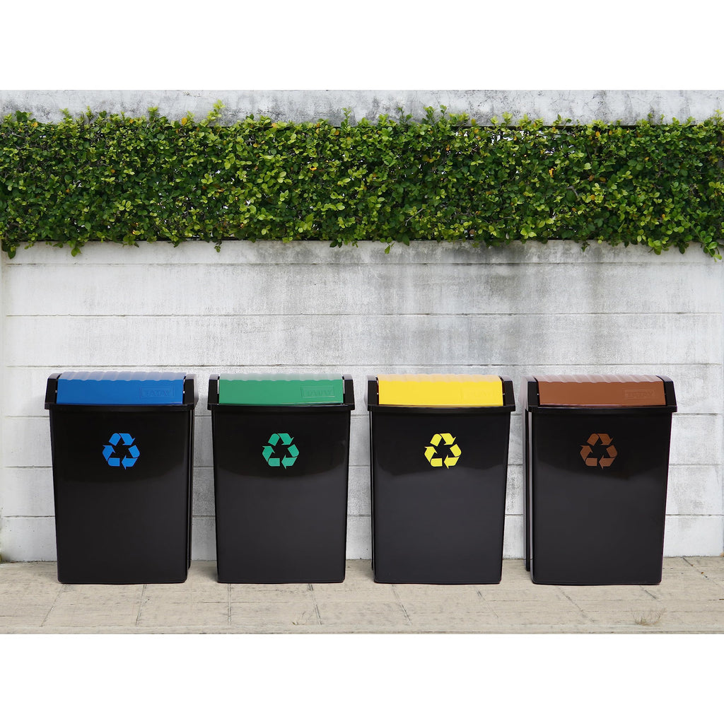 TATAY 50L Recycling Bin – Green Polypropylene Waste Bin with Swing Lid