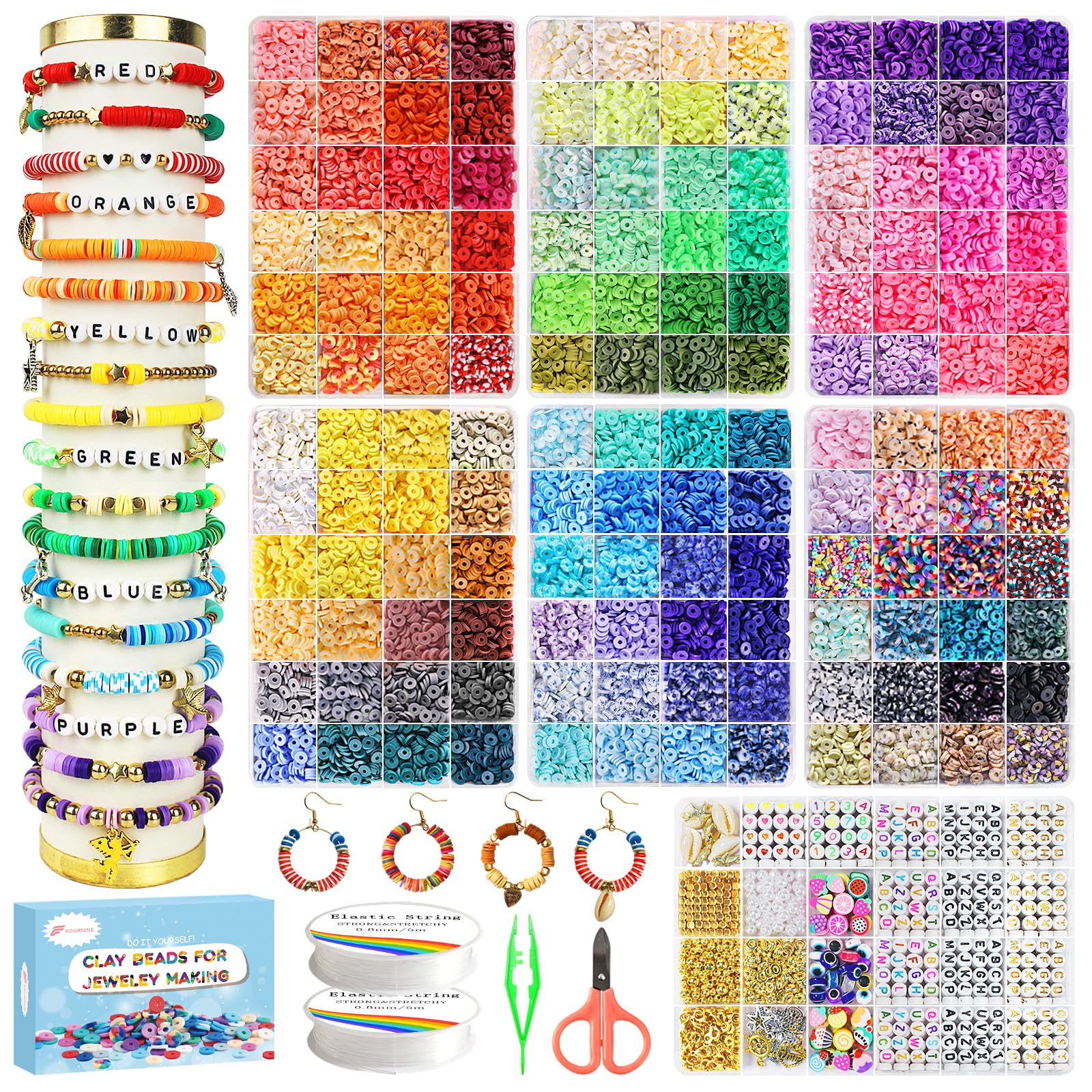 Fournine 23000 Pcs Clay Beads Bracelet Making Kit - 144 Colours DIY Set