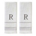 SKL Home Monogram Cotton Hand Towel Set | White & Gray Striped - 2pc