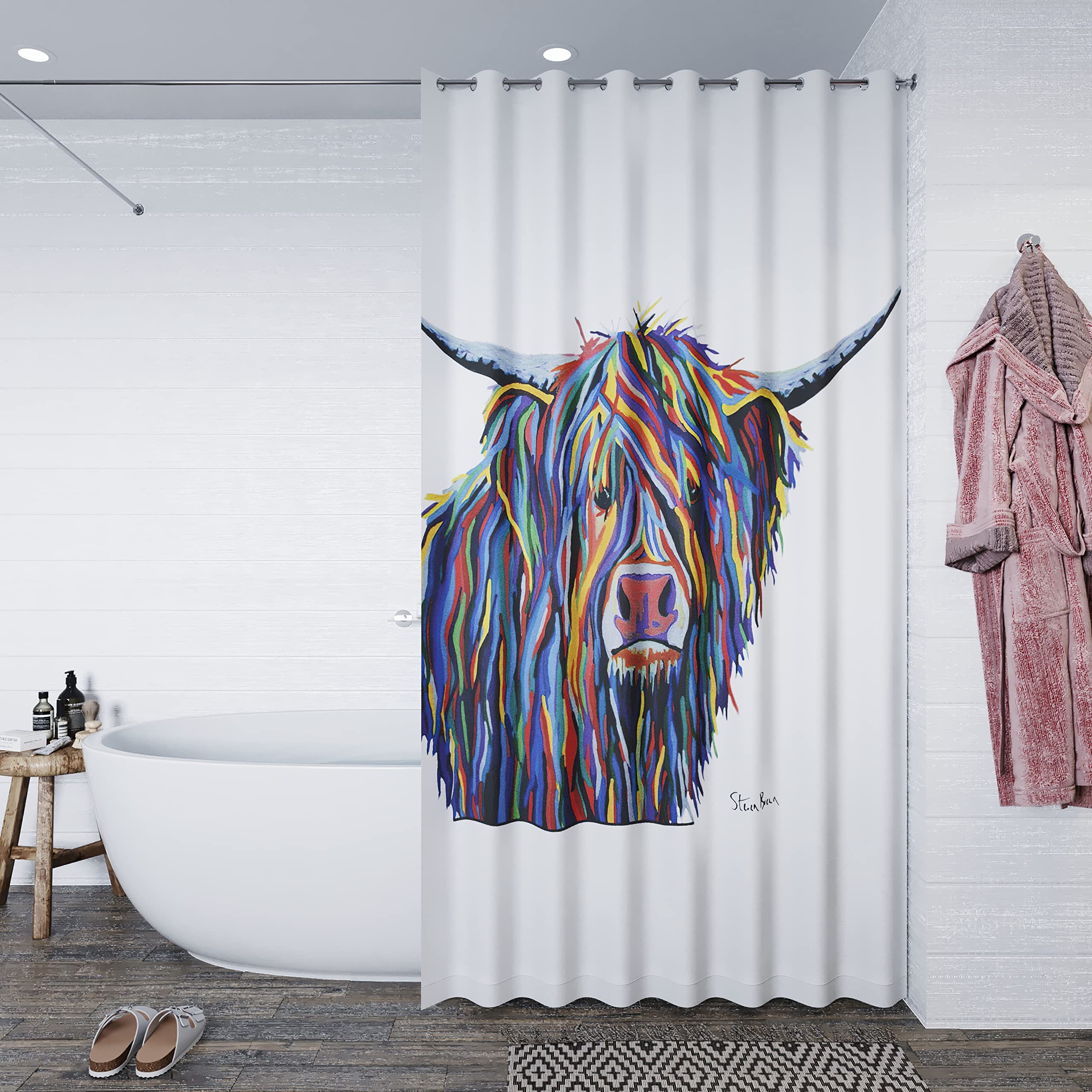 Croydex Steven Brown Angus McCoo Anti-Microbial Shower Curtain - 180x180cm
