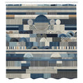 Abakuhaus Navy Blue Geometric Shower Curtain | Waterproof Fabric, 175x200cm