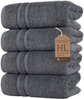 Hawmam Linen Turkish Cotton Hand Towels – 4-Pack Soft Absorbent Grey