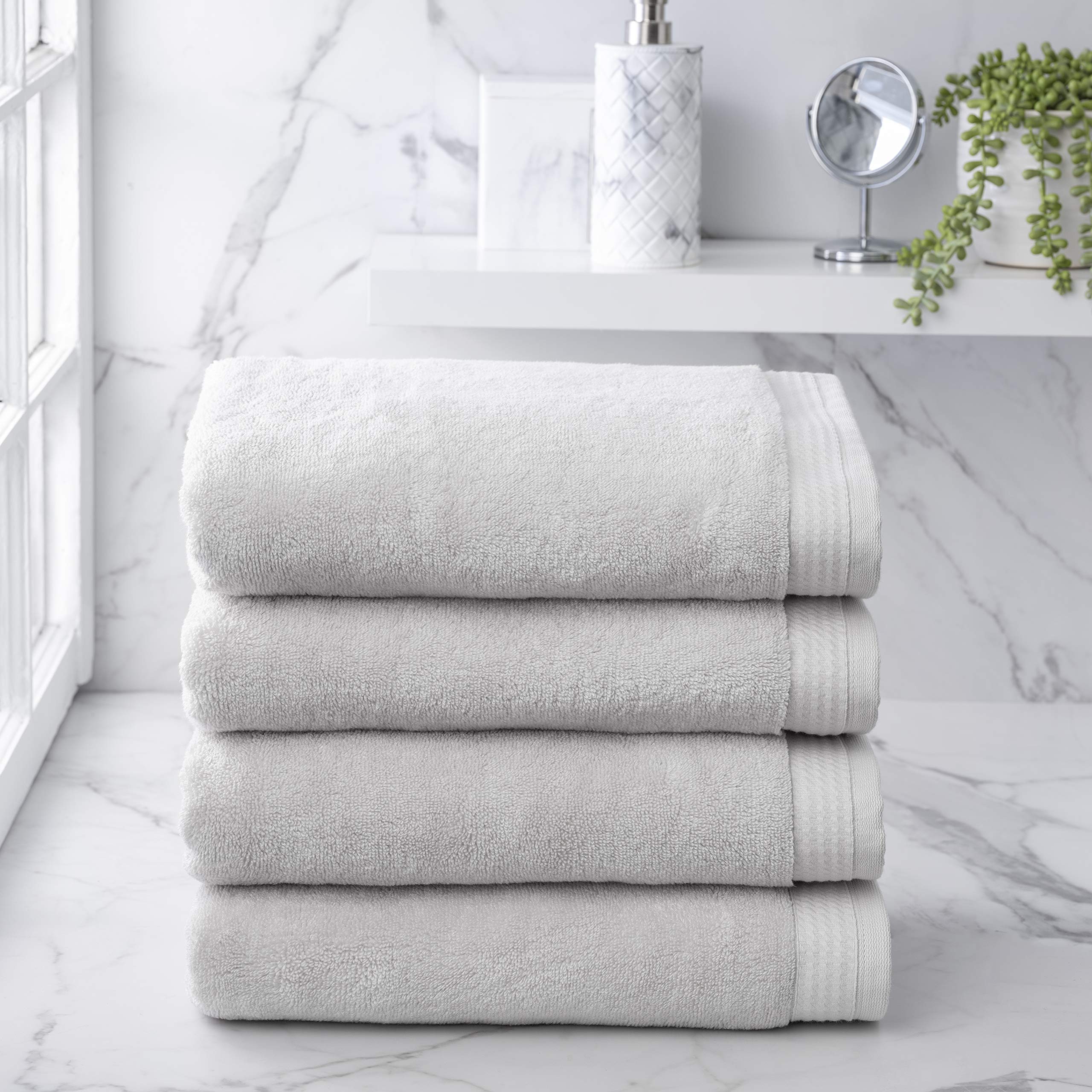 Welhome Madison Hygro-Cotton Bath Towels | 4-Piece Set in Grey
