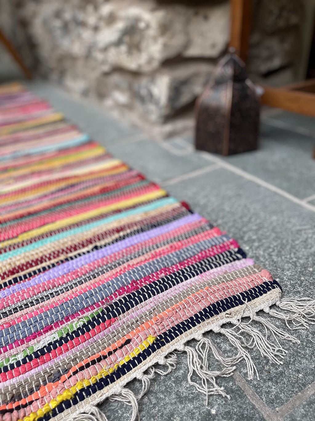 Shanti Multi-Coloured Hand Woven Recycled Rag Rug | 240x240cm