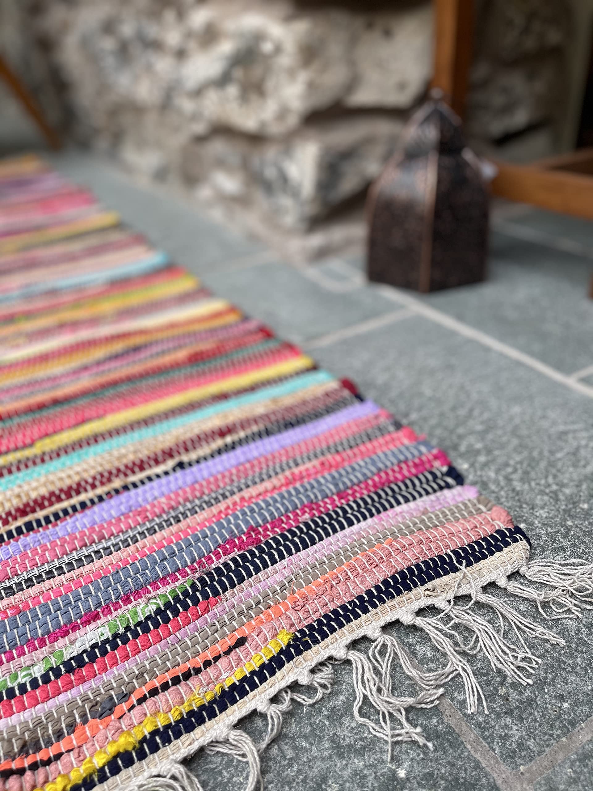 Shanti Multi-Coloured Hand Woven Recycled Rag Rug | 240x240cm