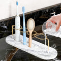 ZAIONE Diatomite Toothbrush Holder | Quick-Dry Bathroom Organiser, White