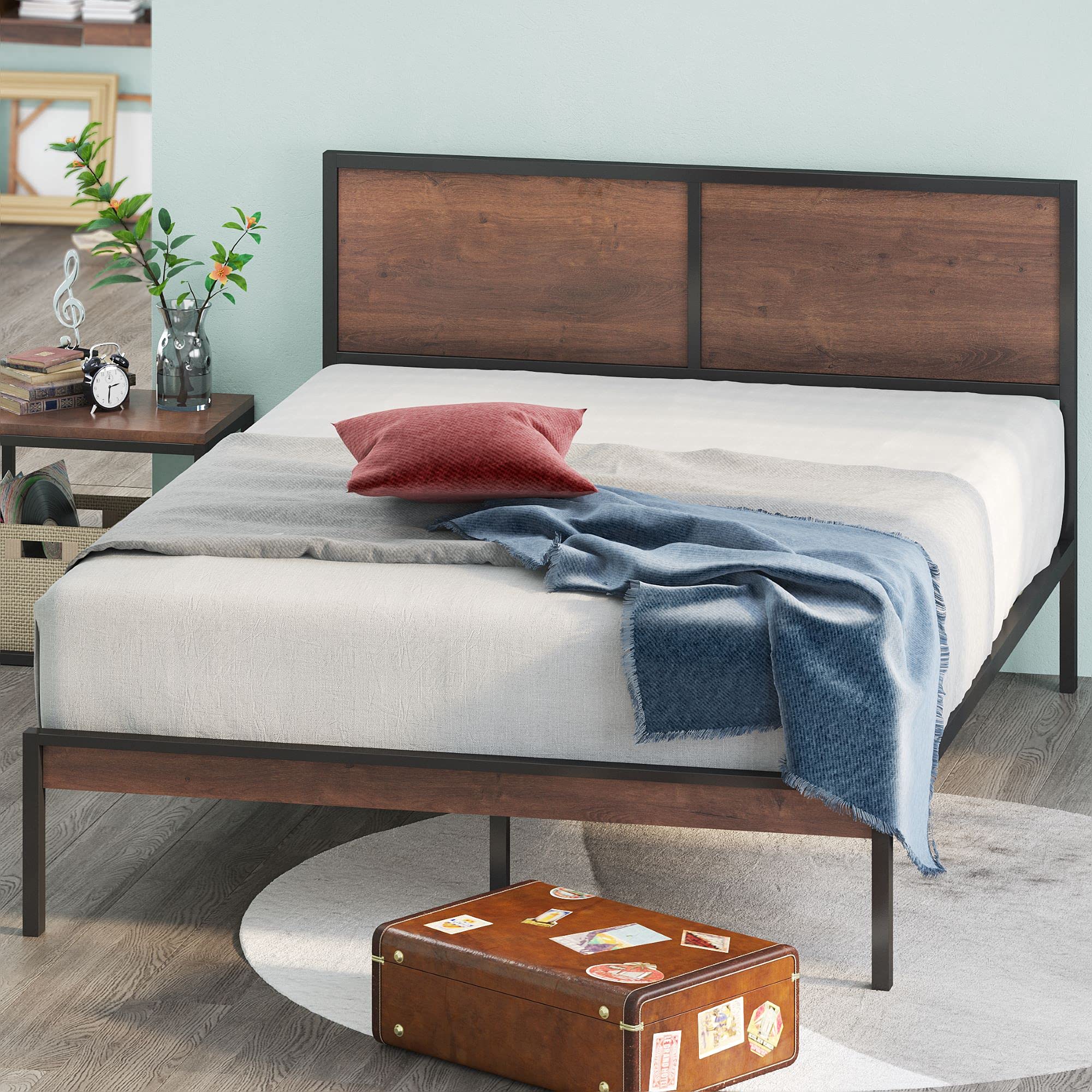 Zinus Mory Metal and Wood Platform Bed Frame | Single 90x190 cm