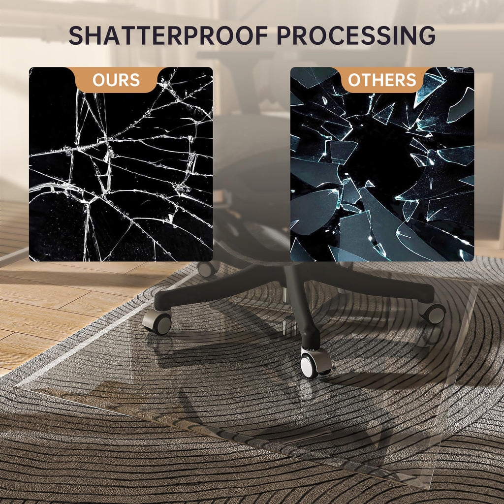 140 x 116cm Beveled Edge Glass Chair Mat with Polished Edge Clear Office Chair Mat, Glides Smoothly - image 5
