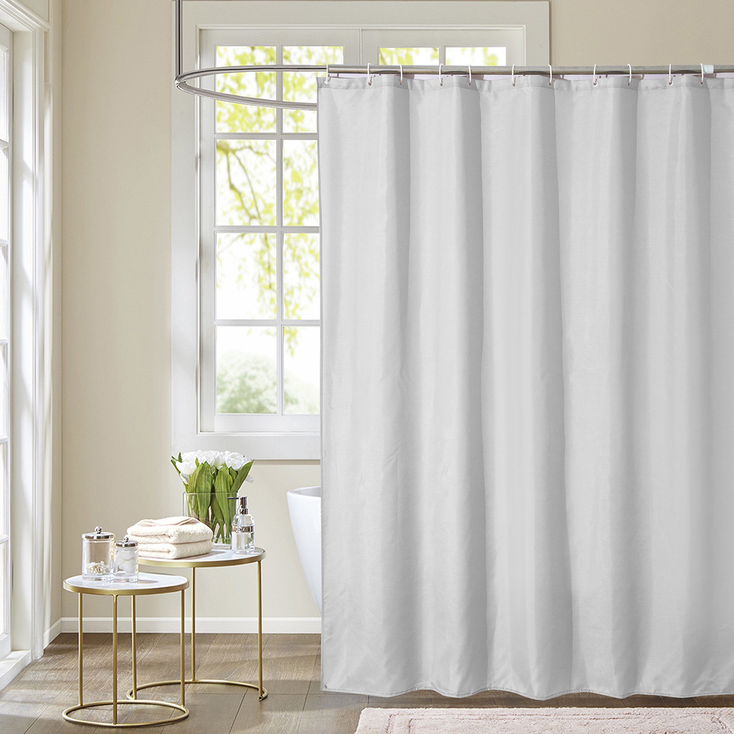 WedDecor Waterproof Polyester Shower Curtain – Mildew Resistant, White