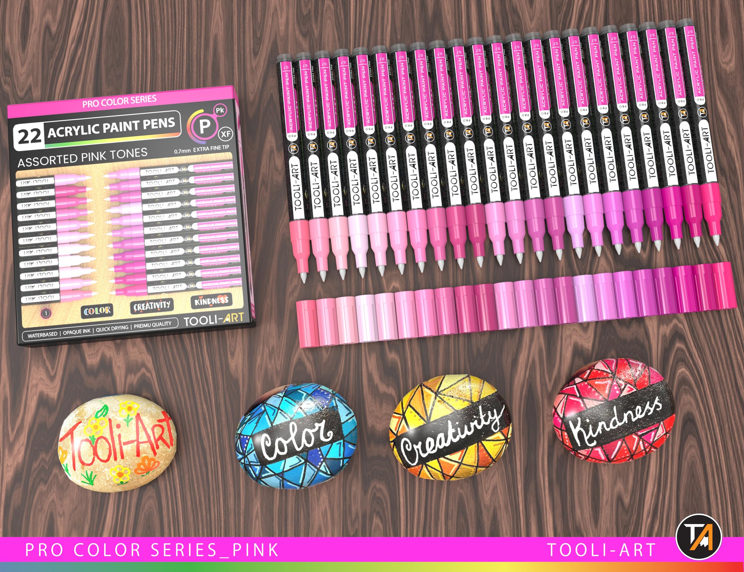 Jolof Store 22 Pink Acrylic Paint Pens – 0.7mm Extra Fine Tip Markers