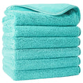 Polyte Microfibre Face Washcloths – Soft Exfoliating Towels, 6 Pack, Aqua