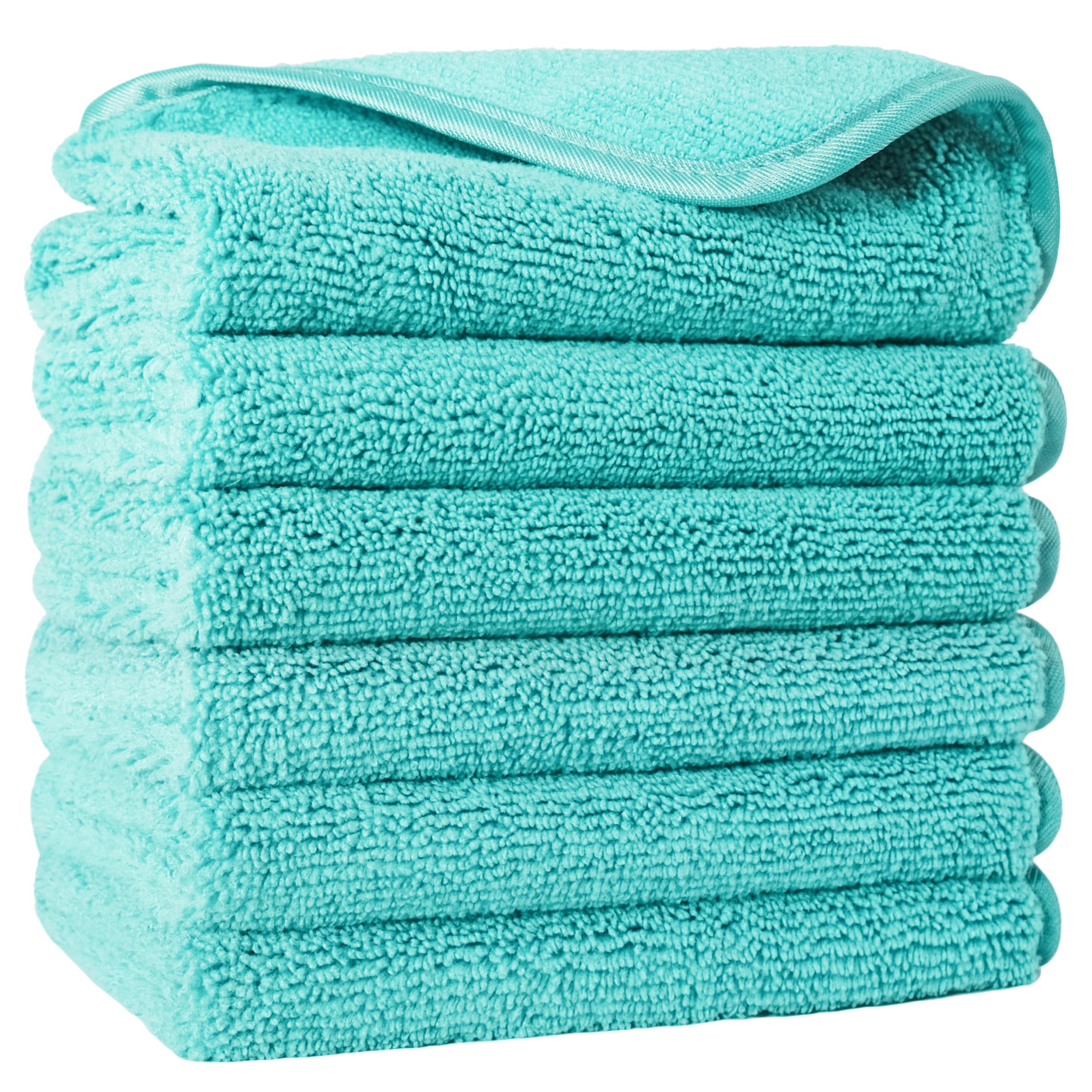 Polyte Microfibre Face Washcloths – Soft Exfoliating Towels, 6 Pack, Aqua