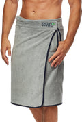 Sowel Men's Organic Cotton Sauna Kilt – XXL Grey/Navy Terry Towel