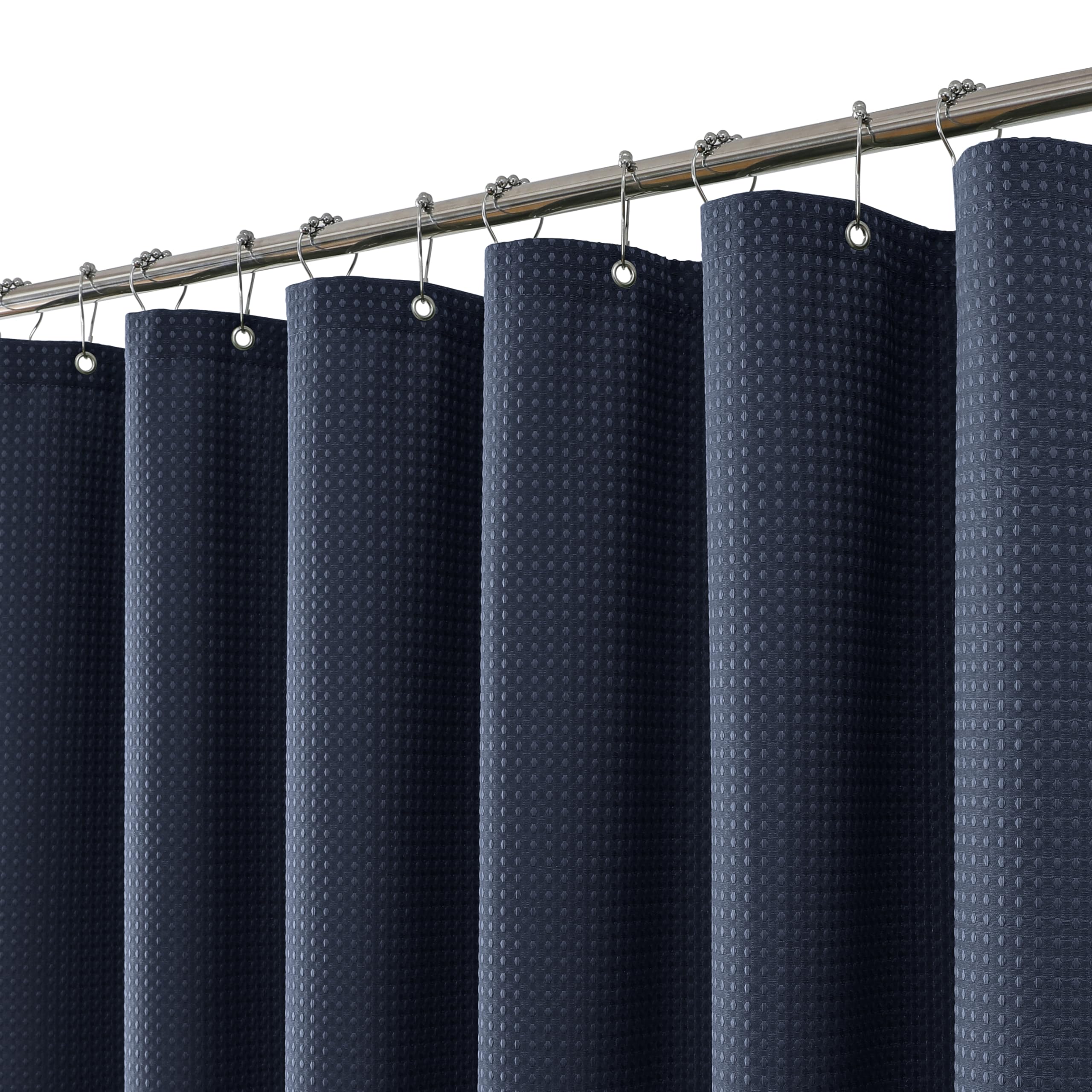 FY&XZH Waffle Weave Shower Curtain with Hooks - Navy Blue - 183x244cm