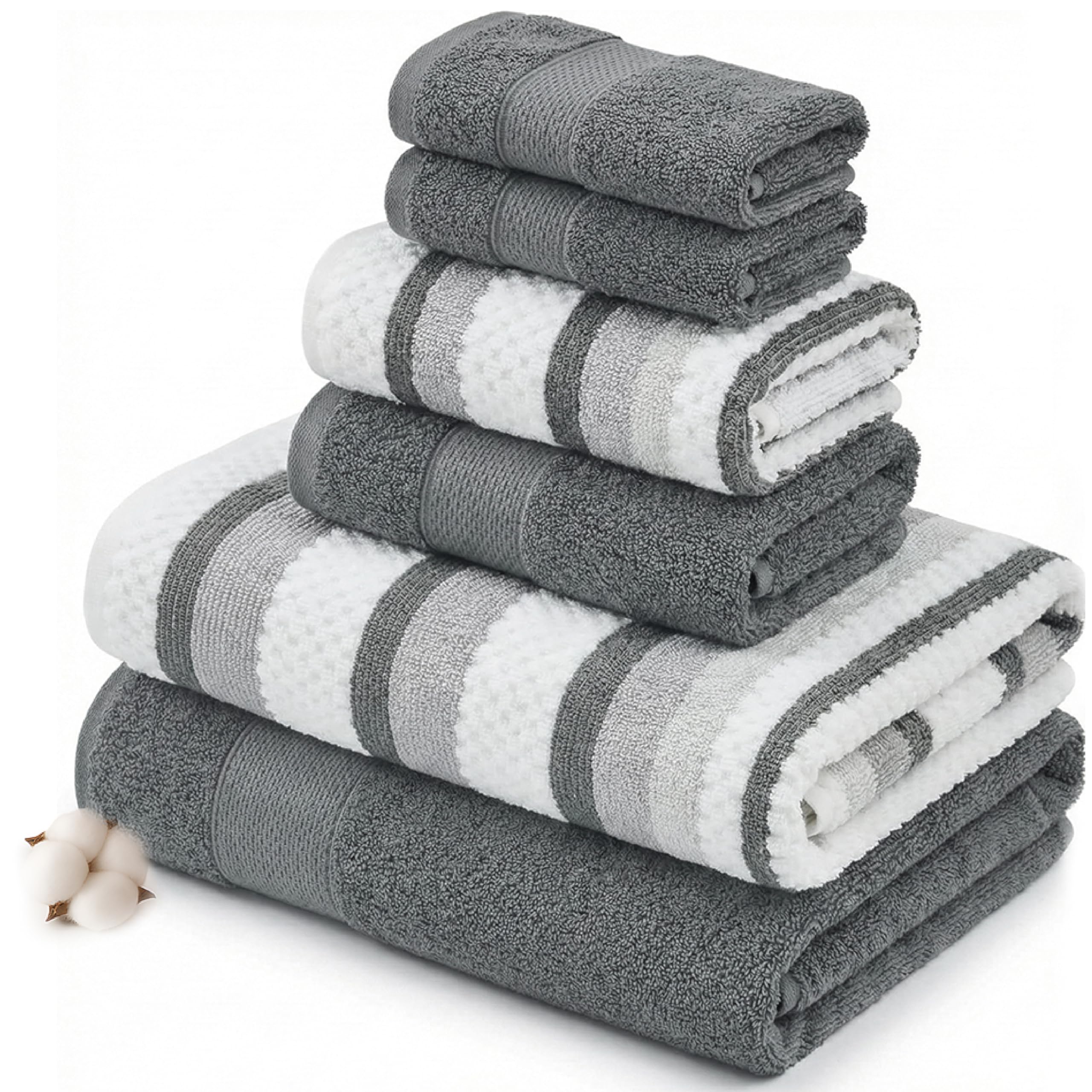 Modern Threads Pax 6-Piece Jacquard Towel Set | 100% Combed Cotton