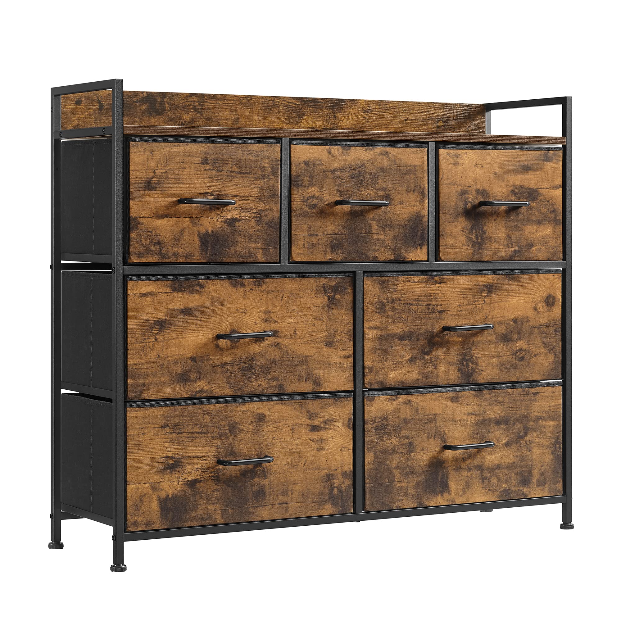 SONGMICS 7-Drawer Fabric Dresser | Rustic Brown Bedroom Storage Cabinet