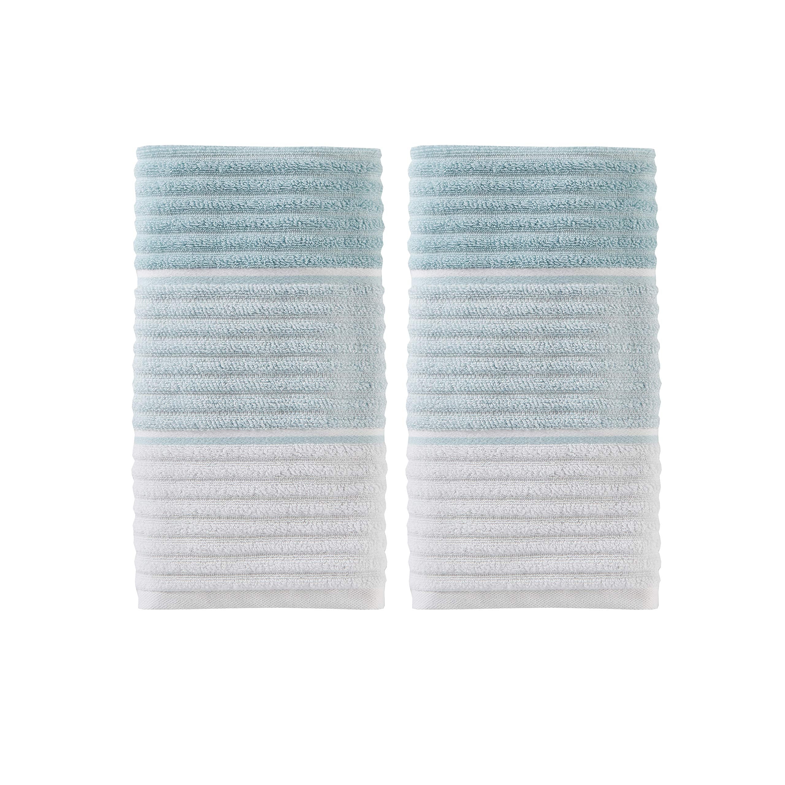 SKL Home Planet Ombre Turkish Cotton Hand Towel Set, Aqua - 2 Piece