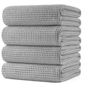 Polyte Microfibre Bath Towels – Oversize Waffle Weave Quick Dry, 4 Pack