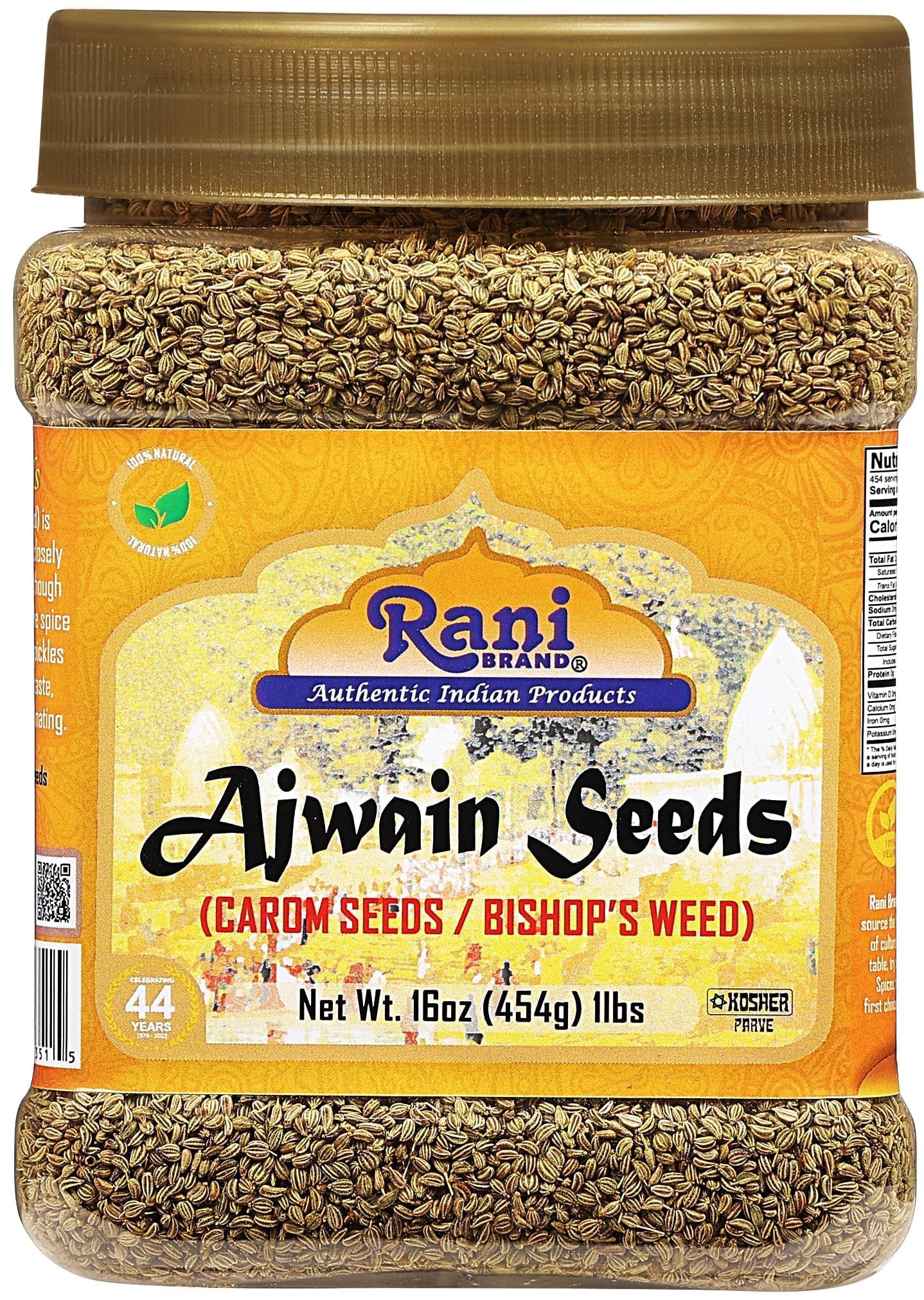 Rani Ajwain Seeds (Carom) - Whole Indian Spice, 16oz (1lb) PET Jar