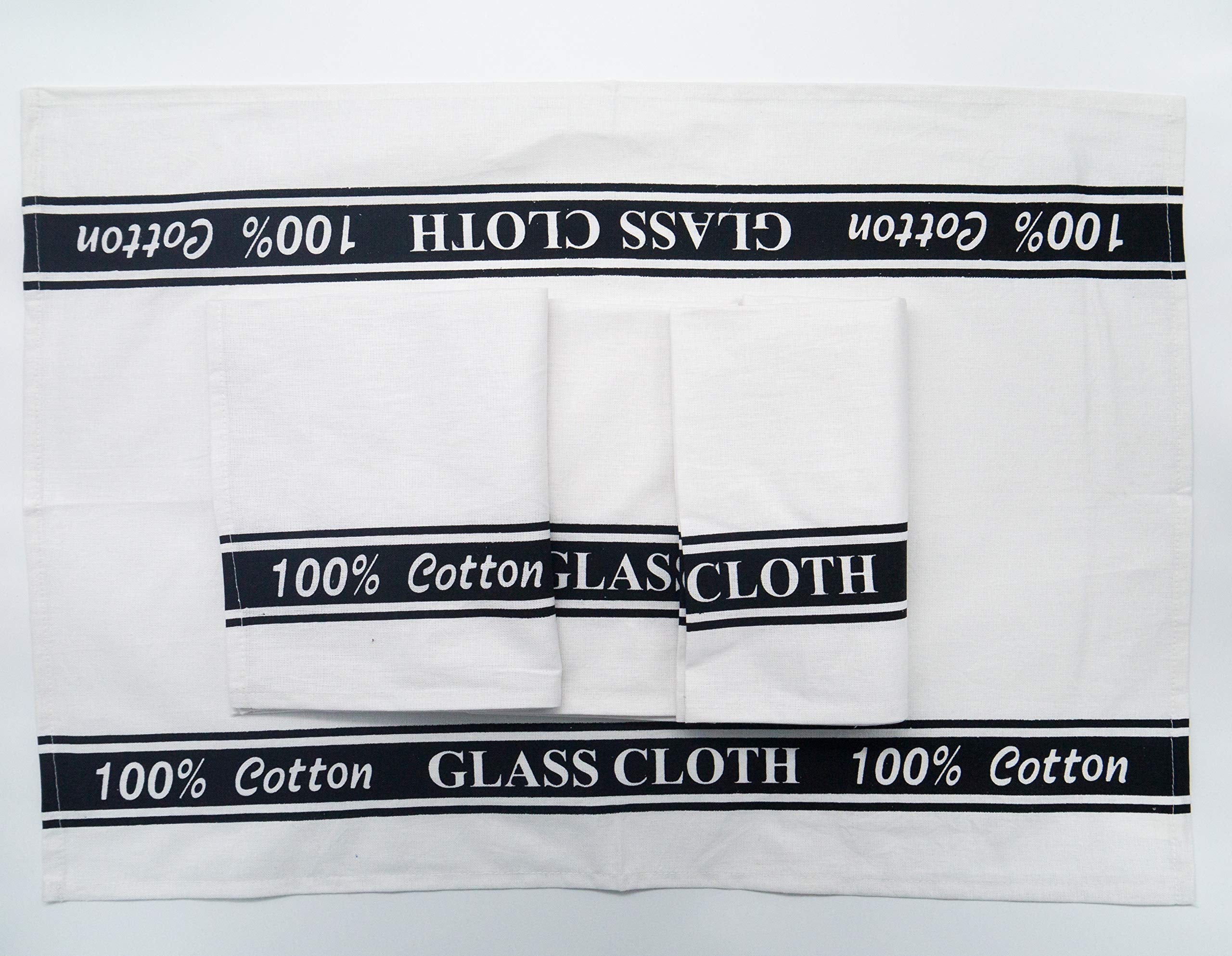 Lex's Linens 100% Cotton Glass Cloths - Pack of 4 Kitchen Tea Towels