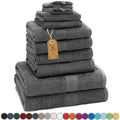 Green Mark 10-Piece Terry Towel Set | 100% Cotton Anthracite Gray