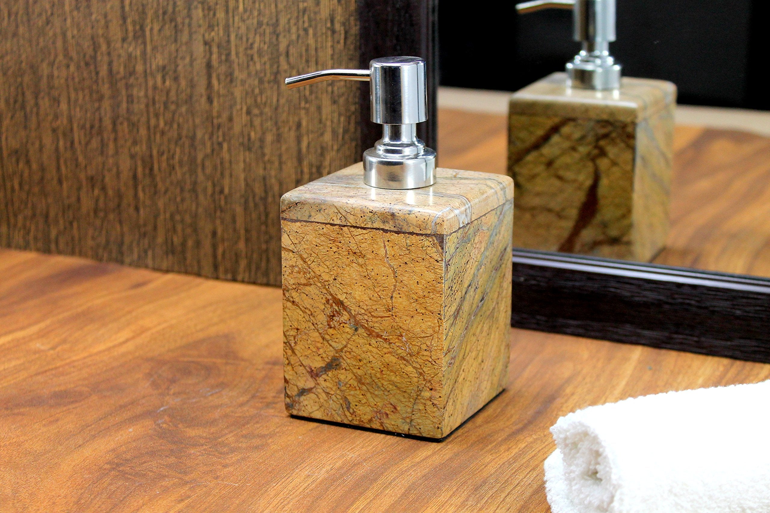 KLEO Natural Stone Soap and Lotion Dispenser – Brown Bathroom Decor