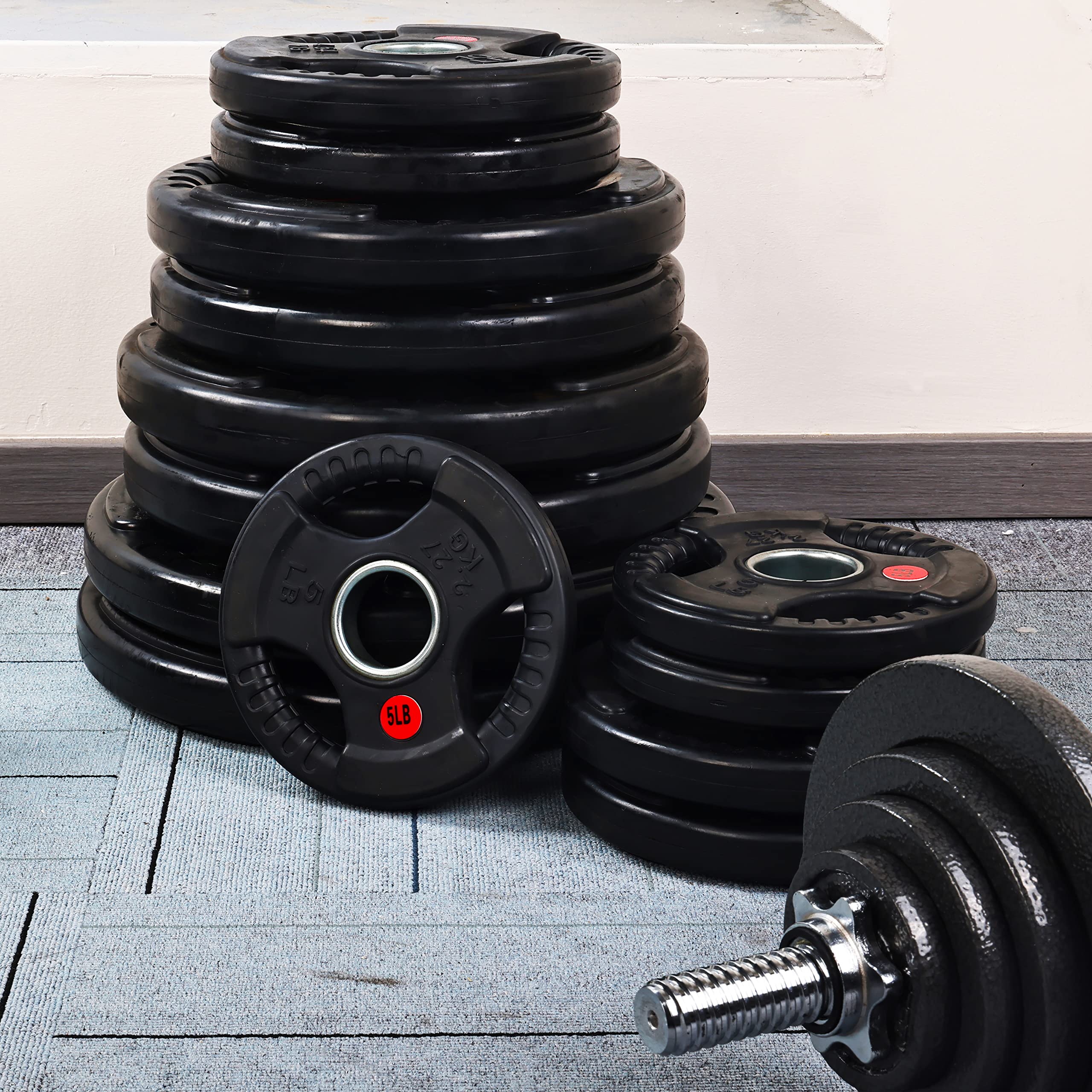 Signature Fitness 45LB Olympic Cast Iron Weight Plate Set - 2-Inch