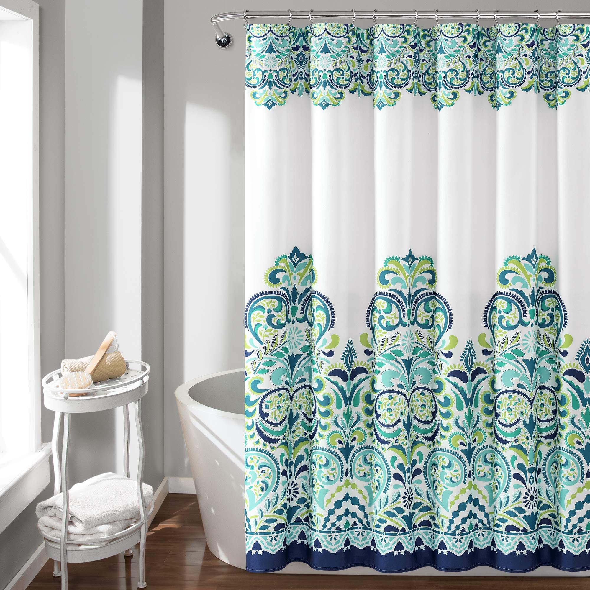 Lush Decor Clara Boho Paisley Fabric Shower Curtain - Blue/Green, 72x72
