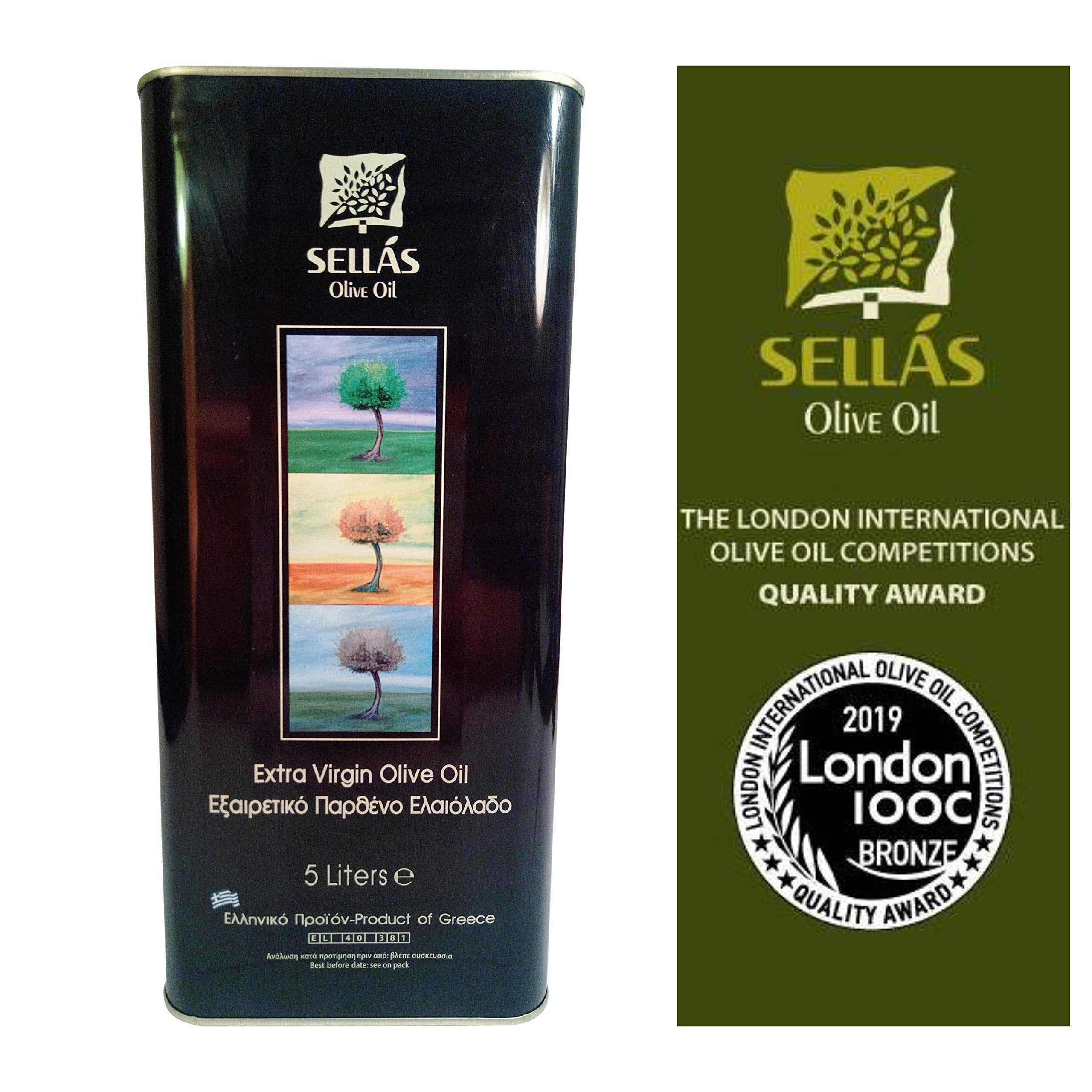 Sellas Greek Extra Virgin Olive Oil | Cold Pressed Nemea Oil, 5L Tin