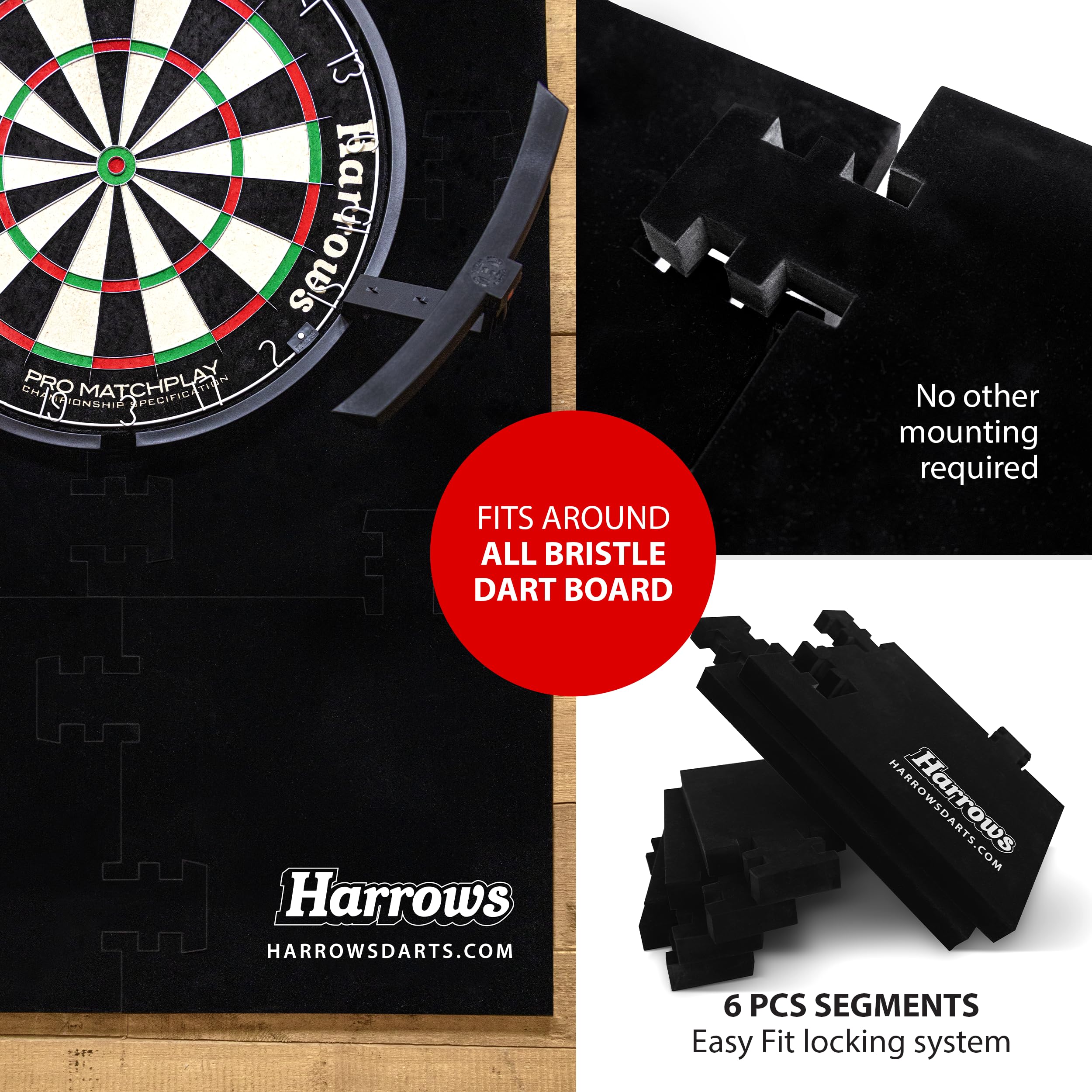 Harrows XL Dart Board Surround Ring | 6pc EVA Foam Wall Protector