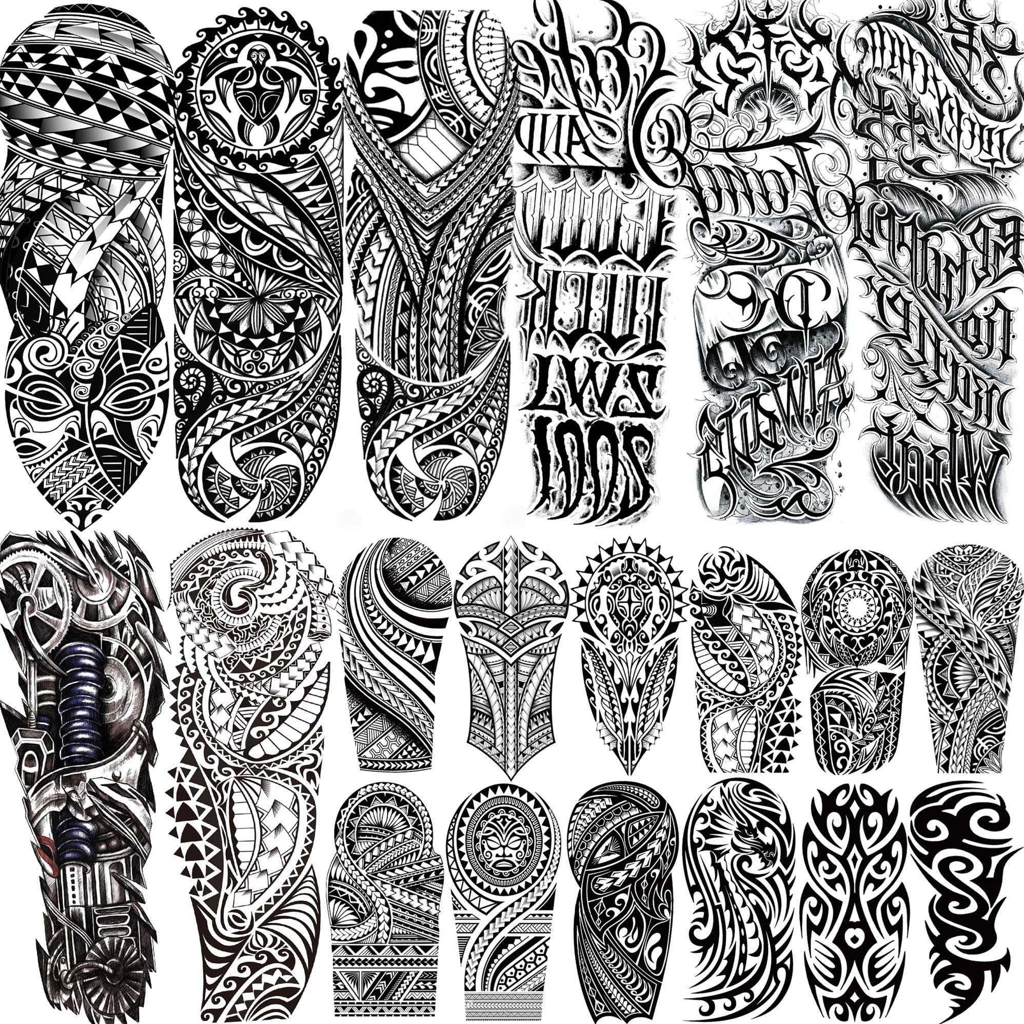 COKTAK Full Arm Temporary Tattoos – 20 Sheets Tribal Maori Sleeve Designs