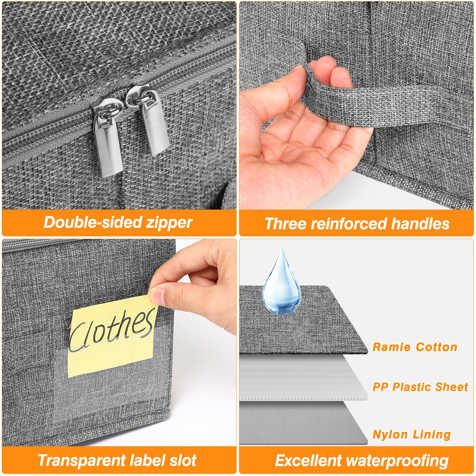 Jolof Store Under Bed Storage Box with Lids – 3 Pack Foldable Fabric Bags