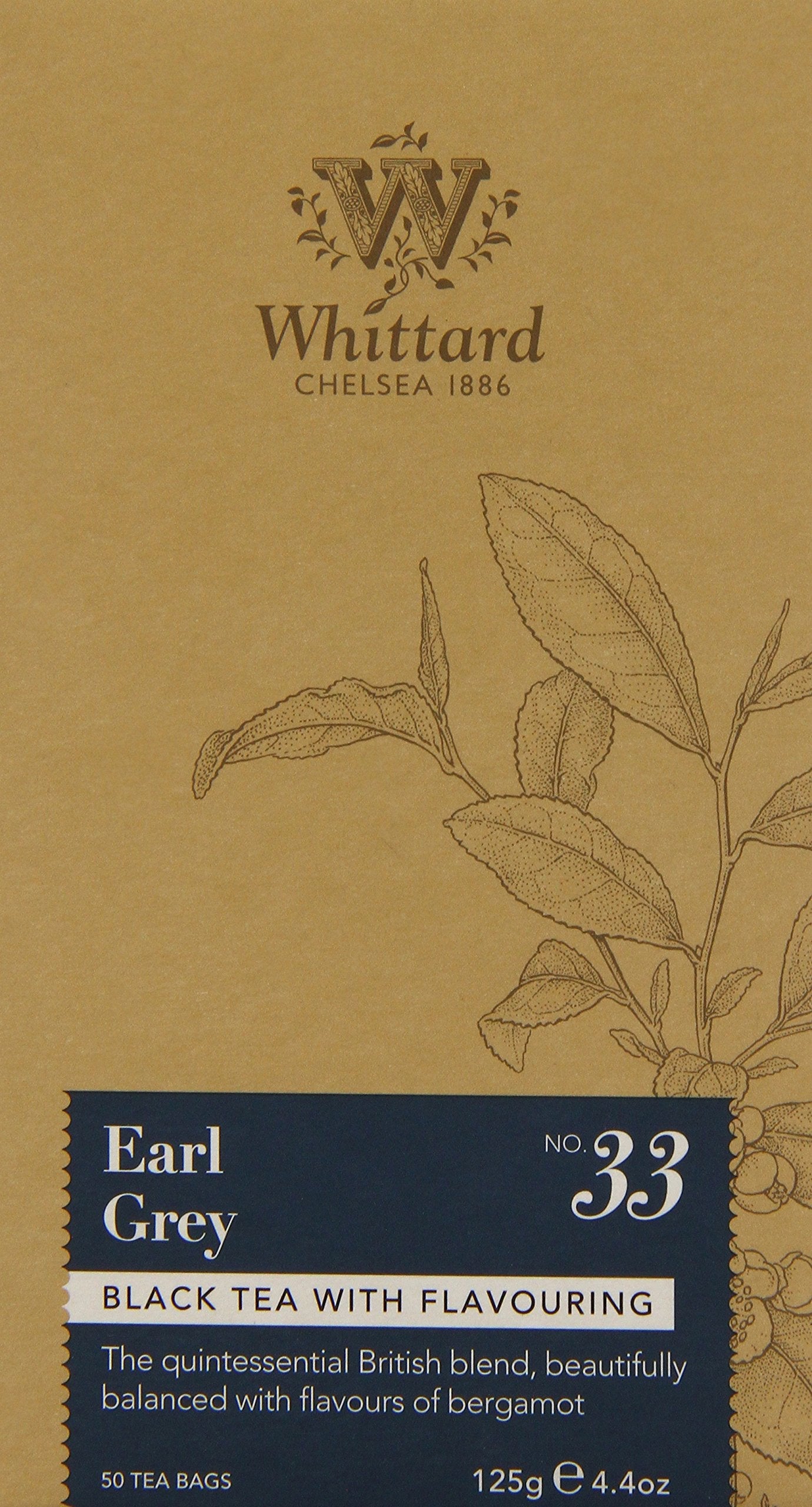 Whittard of Chelsea Earl Grey Tea – 50 Teabags of Bergamot Black Tea