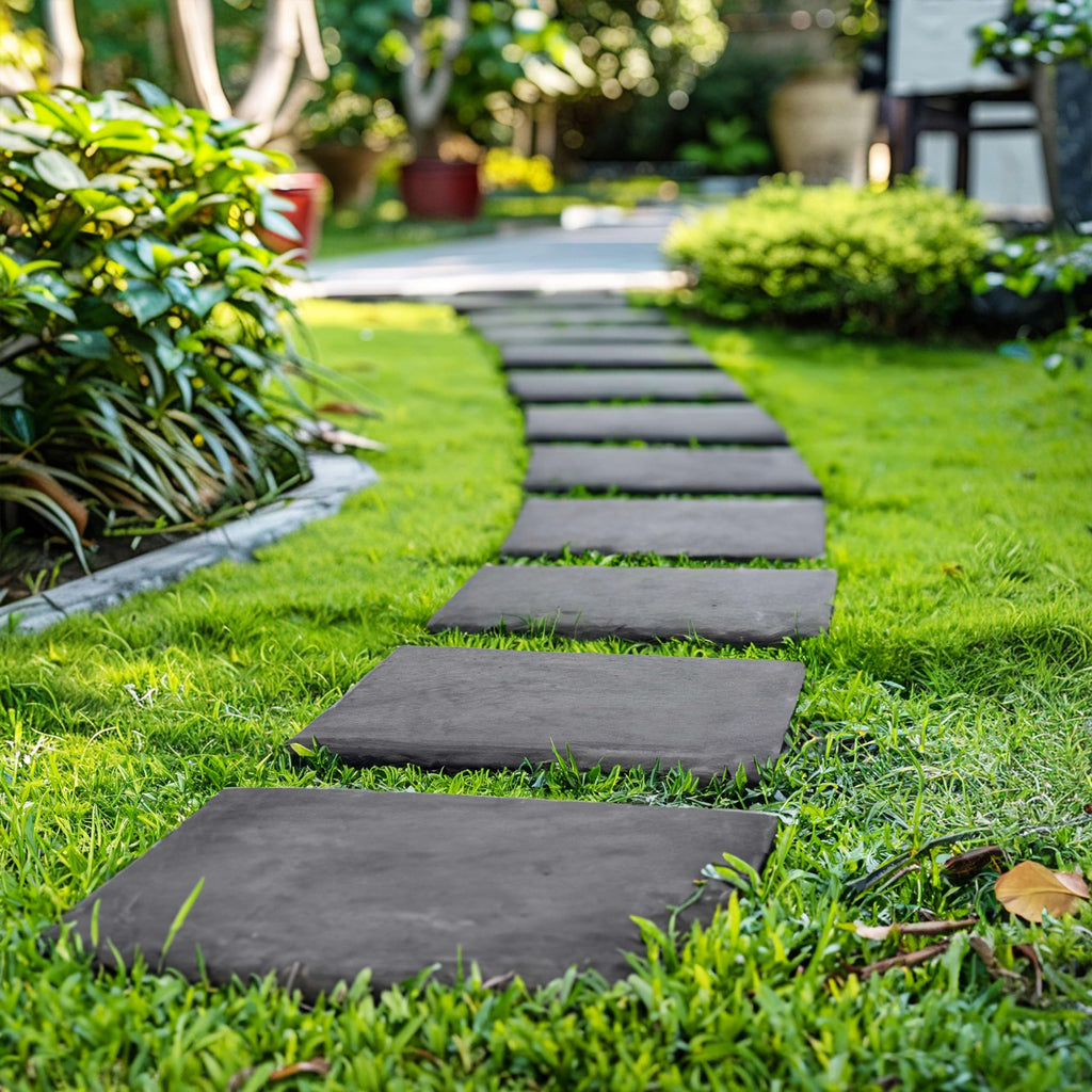 Nicoman Recycled Rubber Garden Stepping Stones - Graphite, Set of 10