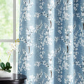 Fmfunctex Blue Floral Blackout Curtains | Thermal Insulated Eyelet Drapes