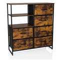 hjh LIVING Chest of Drawers – 6 Drawers & 2 Open Compartments, Smoked