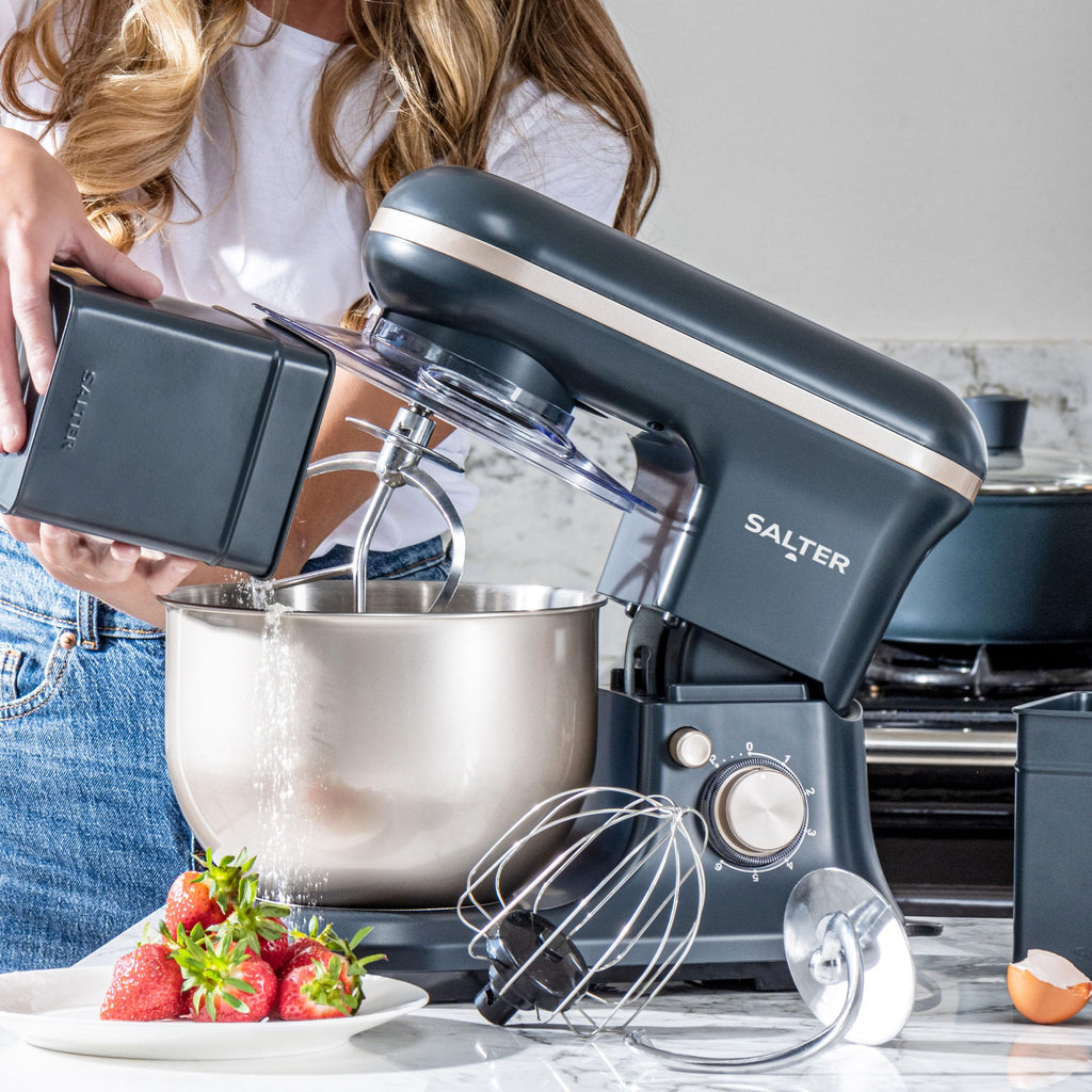 Salter Marino Stand Mixer – 1200W 5L Stainless Steel Bowl, Blue/Grey